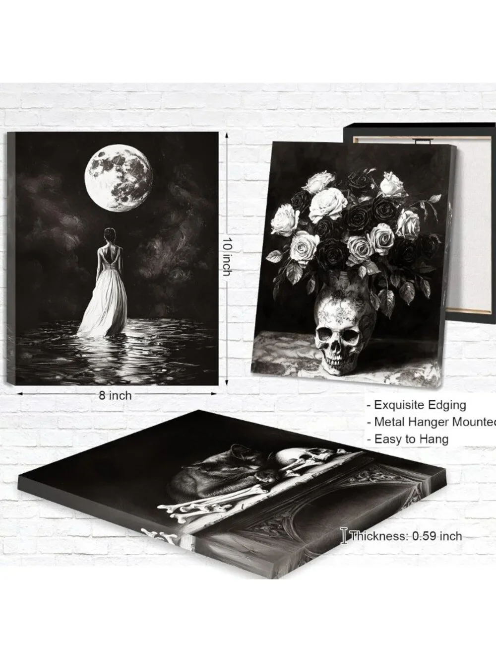 Framed Dark Academia Wall Art Set of 6 - Gothic Aesthetic Decor for Bedroom